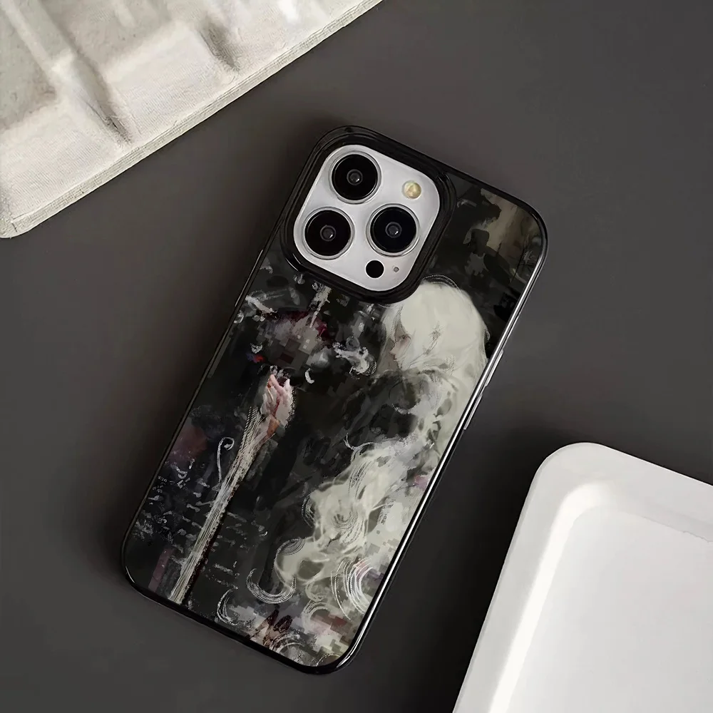 White Hair Witch & Medieval Artistic Painting Sword Phone Case For iPhone 16 15 14 13 12 11 Pro XS Max 7 8 Plus Case Cover - náhled 2