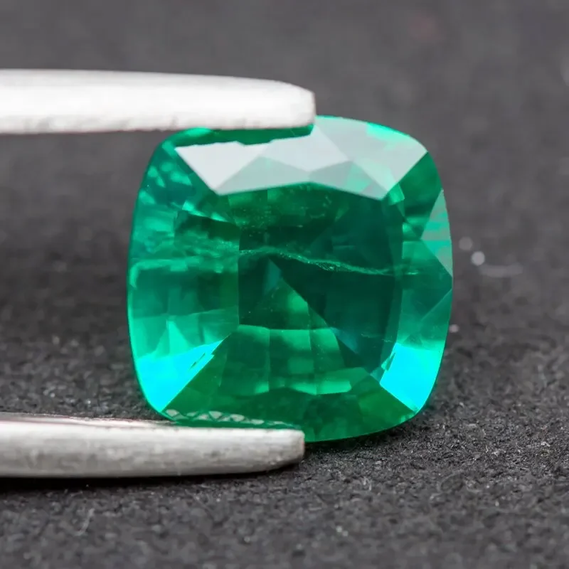 Lab Grown Colombia Emerald Cushion Charms Gemstone Extremely Shiny Quality DIY Ring Necklace Earrings Main Materials Certificate