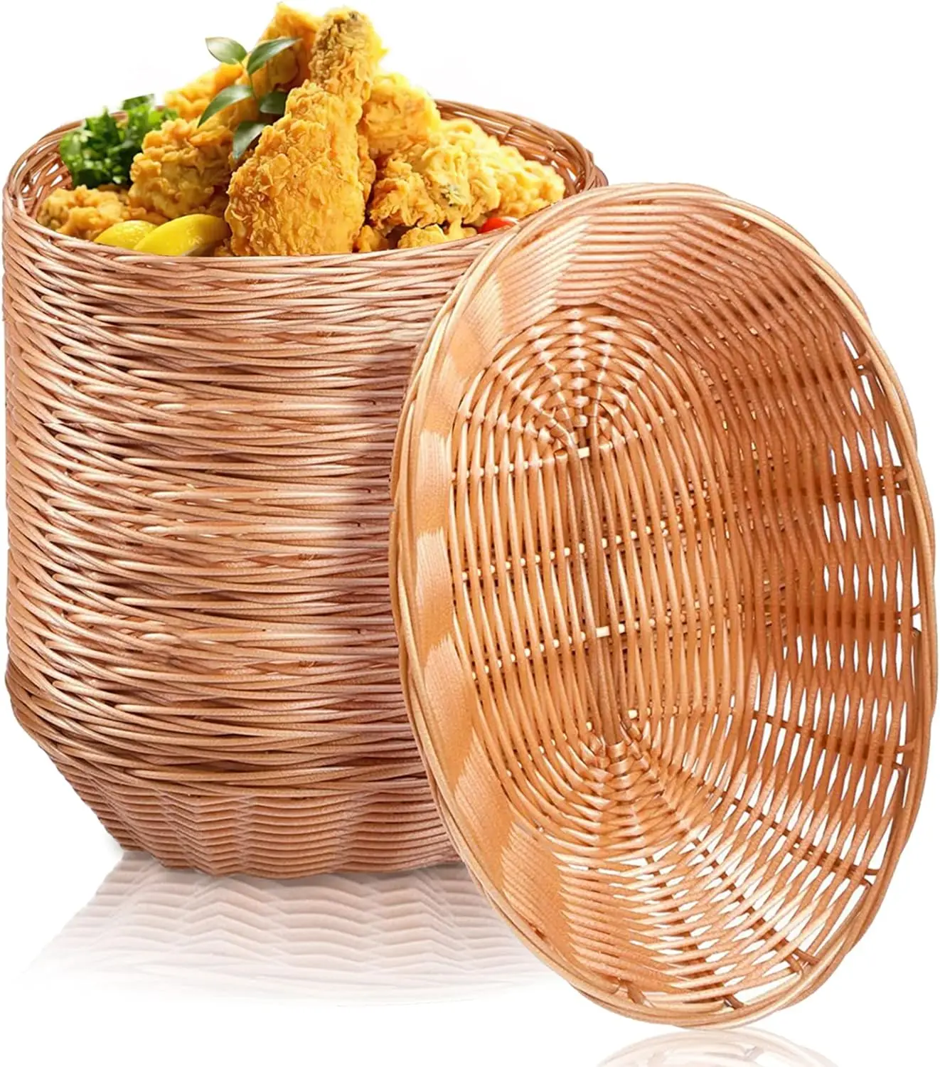 

12 piece plastic oval basket small gift basket, food storage basket and fruit basket, 10 x 5.8 x 2.75-inch bread basket box