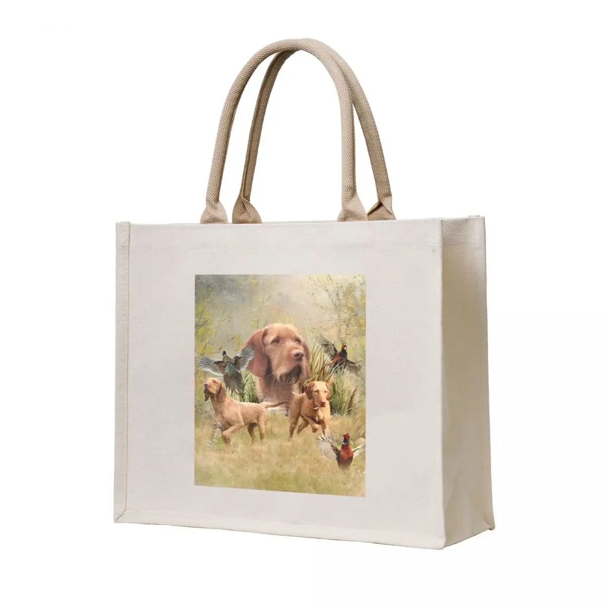 

The Hungarian Wirehaired Vizsla , Pheasant Hunting Tote Bag custom canvas bag Shopper handbag reusable shopping bag