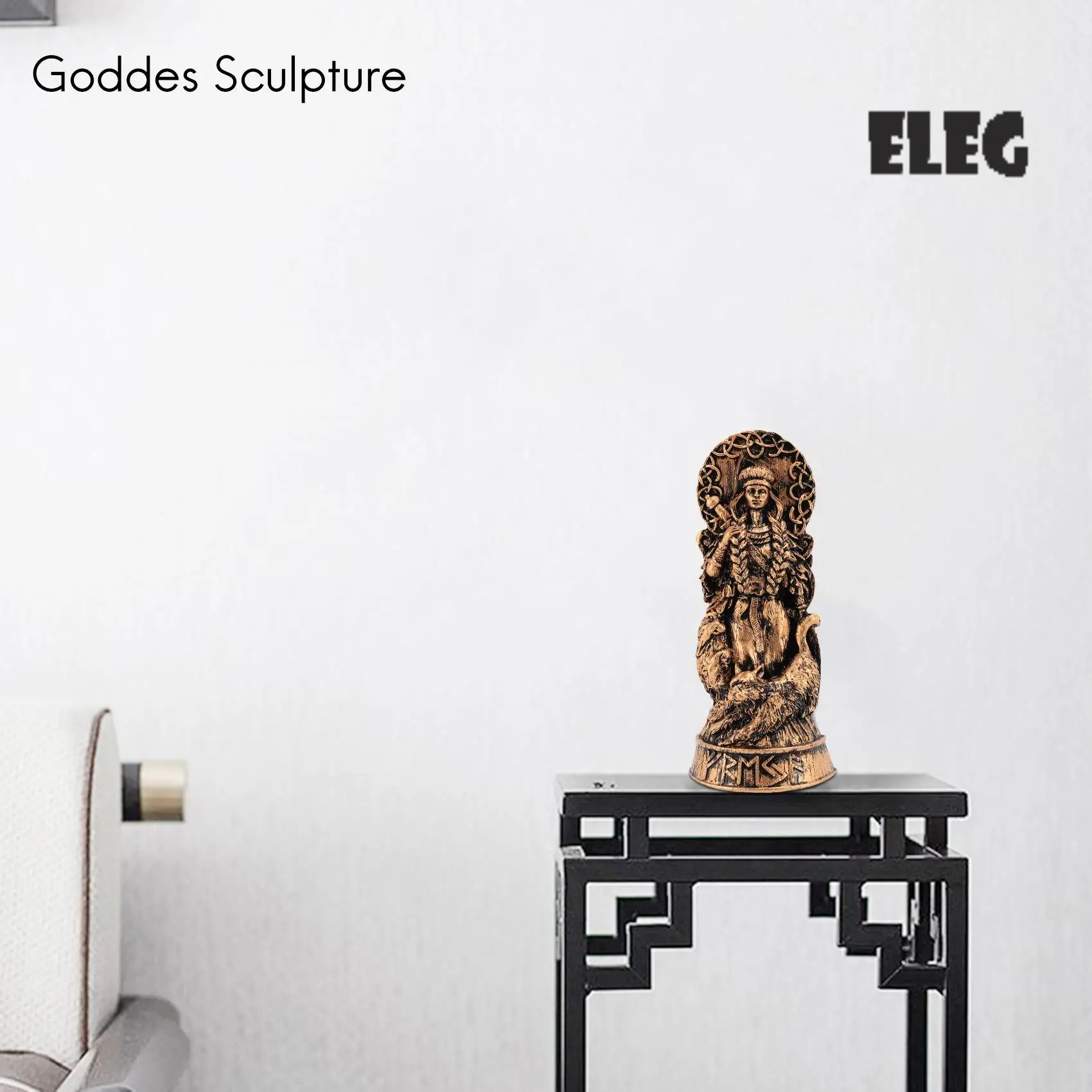ELEG-Freyja Statue Freya Norse Gods Carving Altar Heathen Asatru Viking God Goddes Sculpture Scandinavian Pantheons