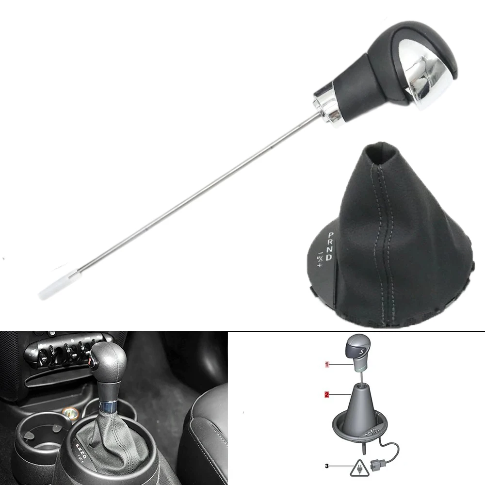 Automatic Shift Selector Lever Grip Knob With Dust Cover For BMW MINI Cooper Countryman R60 2009-2016 PACEMAN R61 2011-2015