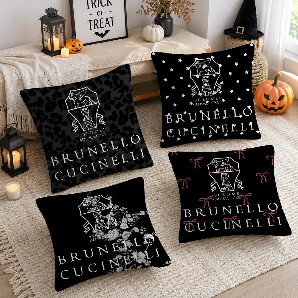 Fashion Logo B-Brunello C-Cucinelli Cushion Cover Plush Decorative Pillow Case With Hidden Zipper Cutecore Room Decor For Home