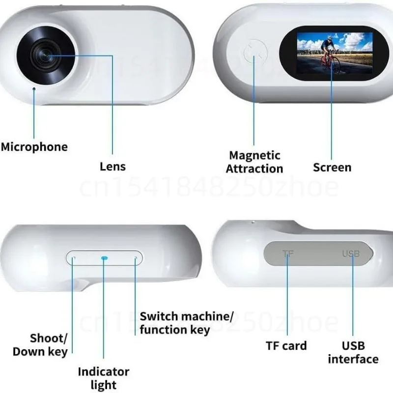 Cámara HD portátil 1080p Mini cámara deportiva pantalla grabación de vídeo Anti-vibración Collar para mascotas deportes al aire libre grabadora desmontable