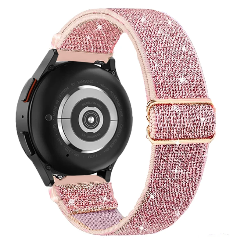 Pulseira de relógio de 20/22mm para samsung galaxy watch 4-5 pro-4 clássico-ativo 2 pulseira de nylon elástica brilhante galaxy watch 6 7 40mm 44mm