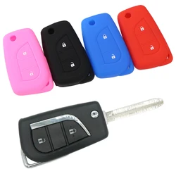 Silicone Rubber Car Key Cover Case Shell Set Protector Fob for Toyota Aygo Yaris Highlander Camry RAV4 2 Button Key Holder