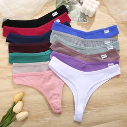 Cotton Thongs for Women Sexy Cotton Panties Female V Waist Underwear G-String Breathable Intimates Lingerie Soft Underpants M-XL