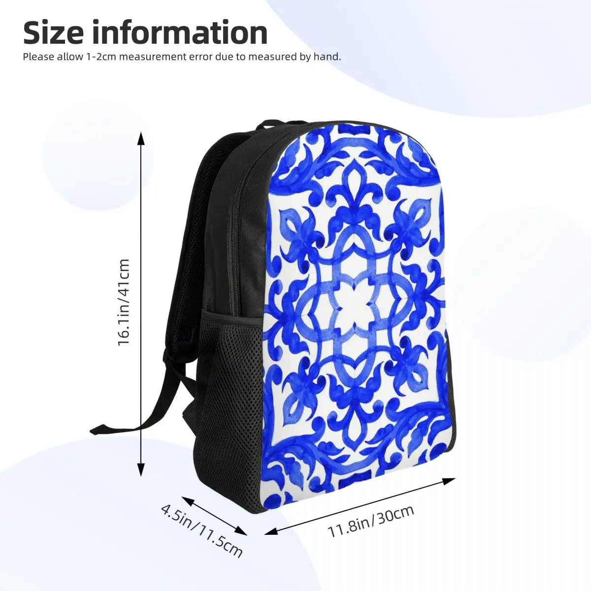 Portuguese Azulejo Tiles Student Backpack School Bag Hiking Travel Daypack for Men Women Fashion Bookbag Shoulder Bags