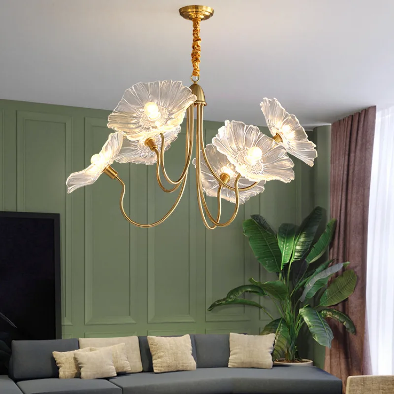 

H-58-05 Nordic American Luxury Creative Floral Patterned Glass ceiling lamp Pendant Light