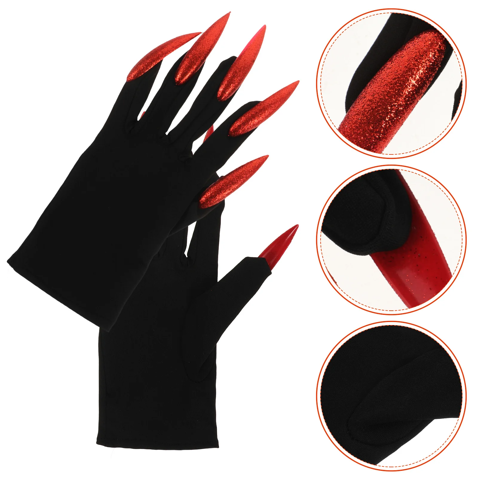1 par de guantes con garra de fantasma de Halloween, guantes largos para uñas de bruja, accesorios ligeros y cómodos para fiesta de disfraces aterradores