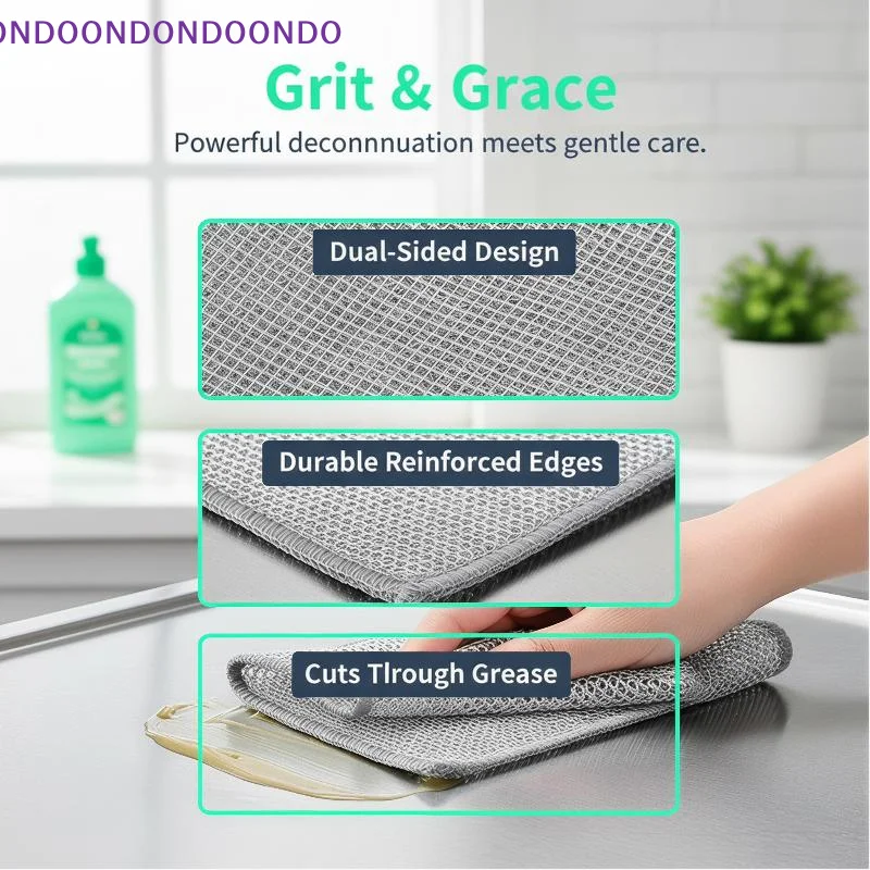 Double-Sided Wear-Resistant Grid Dish Cloths Reusable Scrubbing Rags for Kitchen Pot Pan Washing Home Cleaning Needs