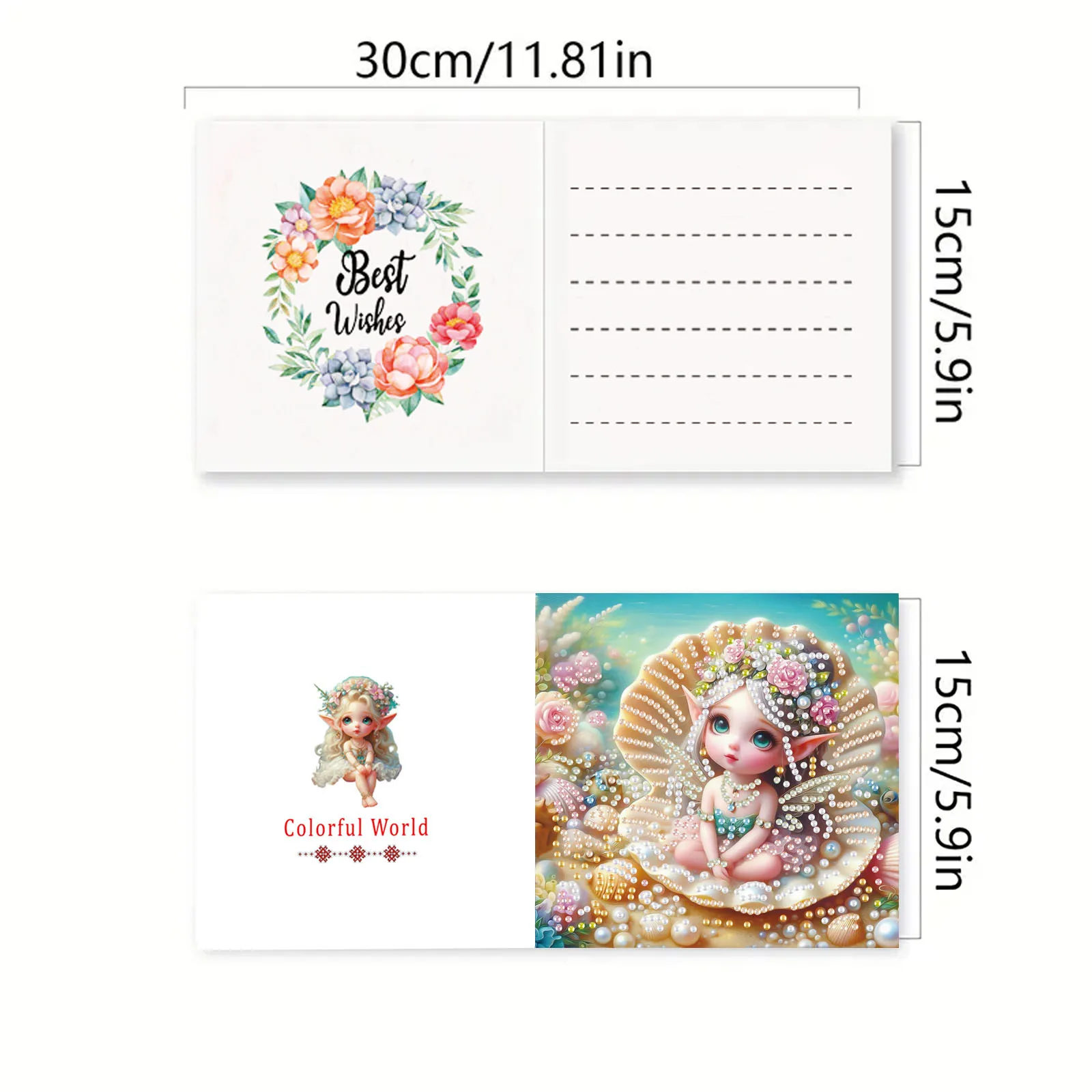 6 DIY fairy/heart/flower/diamond painting kit greeting cards, expressing unspeakable love and writing romance
