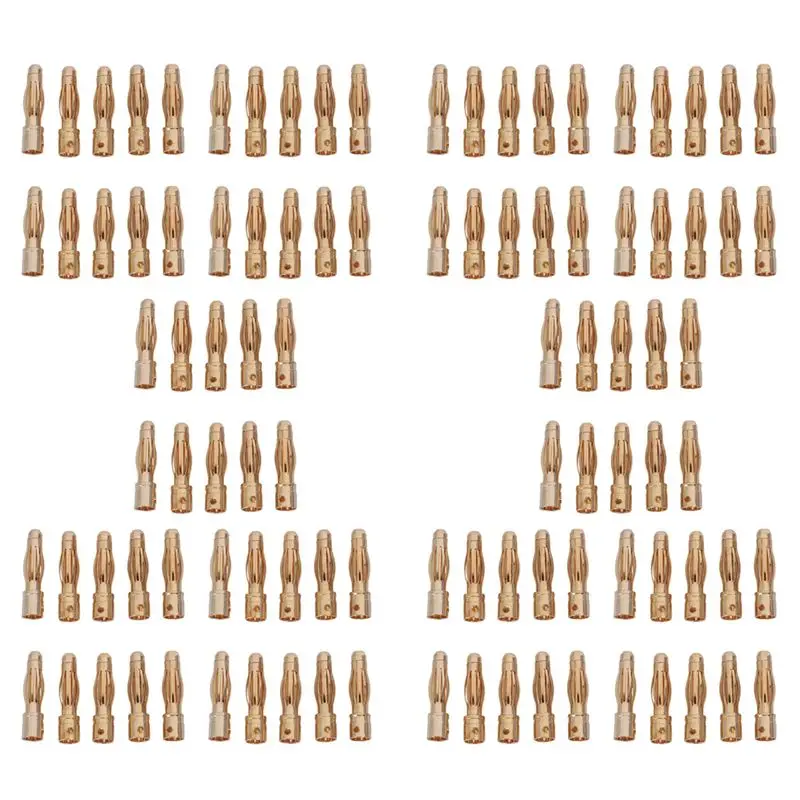 Stylish-100PCS Gold Tone 4Mm Male Banana Plug Bullet Connector Replacements
