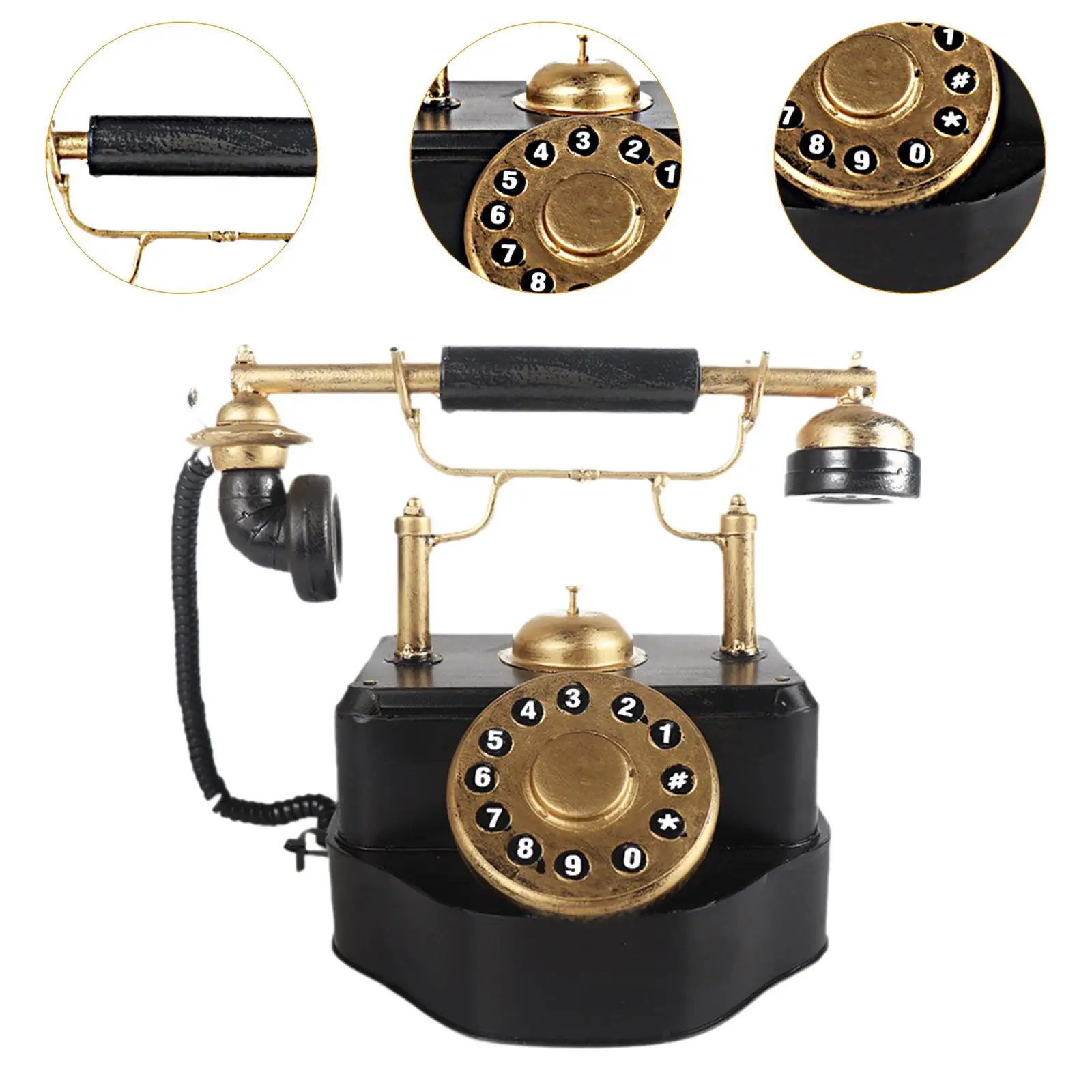 Modello di telefono Ornamento da tavolo Modello di telefono con filo Modello di telefono decorativo in stile retrò per desktop interno della camera da letto dell'hotel