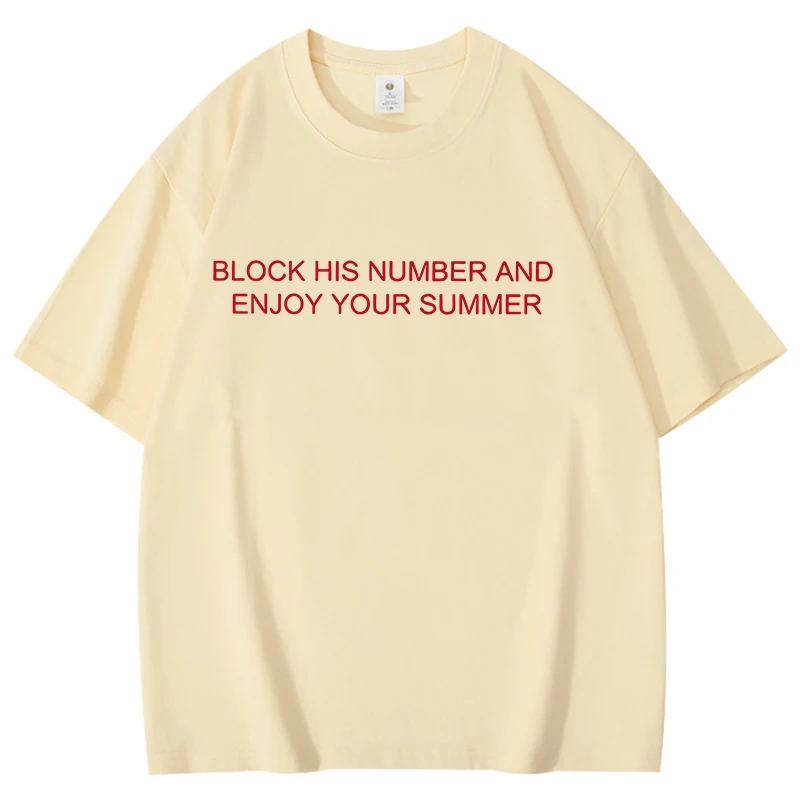 New Fashion Enjoy Your Summer Print Graphic T Shirt Unisex Fashion Casual Short Sleeve Shirt Simple Red Letter Cotton Tees