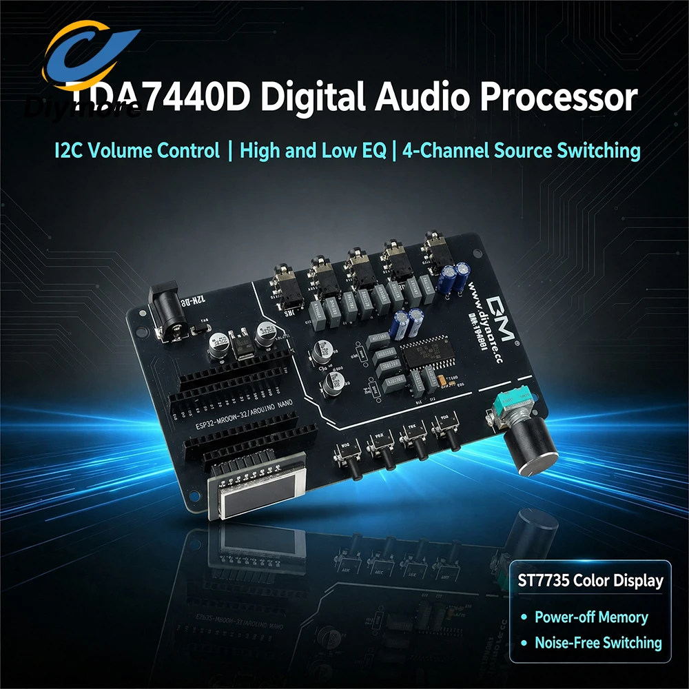 TDA7440D Digital Audio Preamplifier Controller I2C Volume Treble Bass Balance 4 Stereo Input For DIY Amplifier Car HiFi Sound