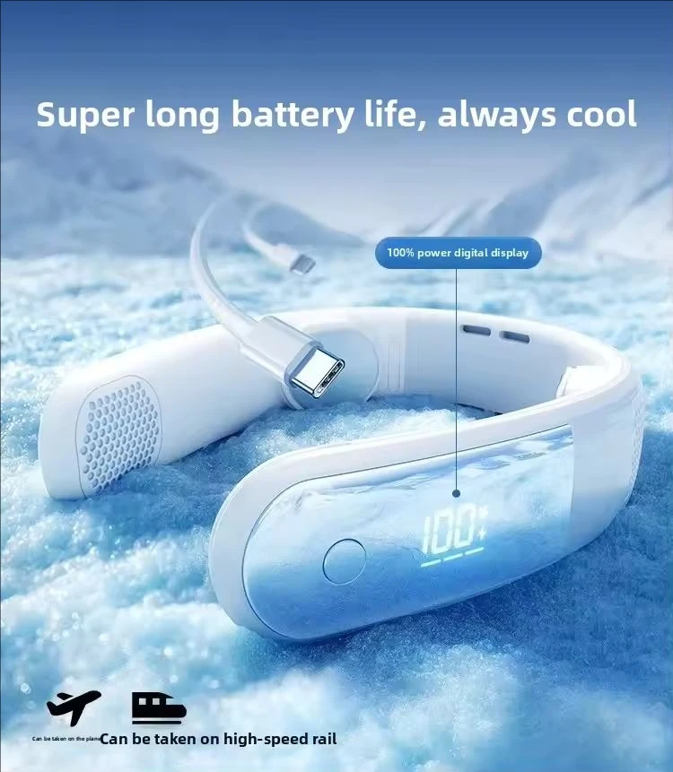 2026 New Portable Neck Air Conditioner Mini USB Charging Hanging Fan Outdoor Cooling Fan Neck Hanging Lightweight to 280g