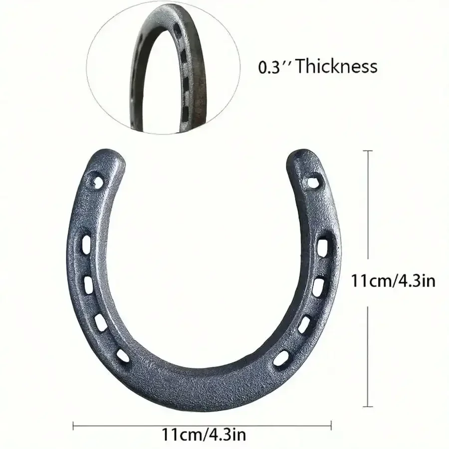 Set of 4 Cast Iron Horseshoes  Hoof Care Excellent Grip and Stability Features Resistant to Wear and Tear for Long - Term Use