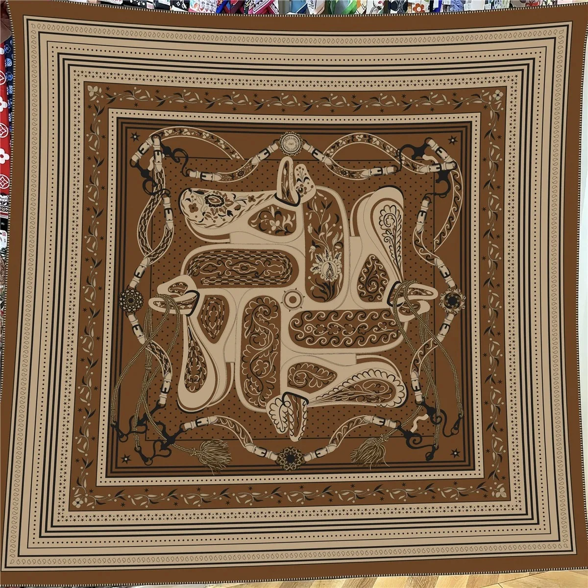 

30% шелк, 70% кашемировый шарф, женский ручной скрученный седельный пояс, цепочка с принтом, квадратные шарфы, бандана, большие хиджабы, женский, 130 см