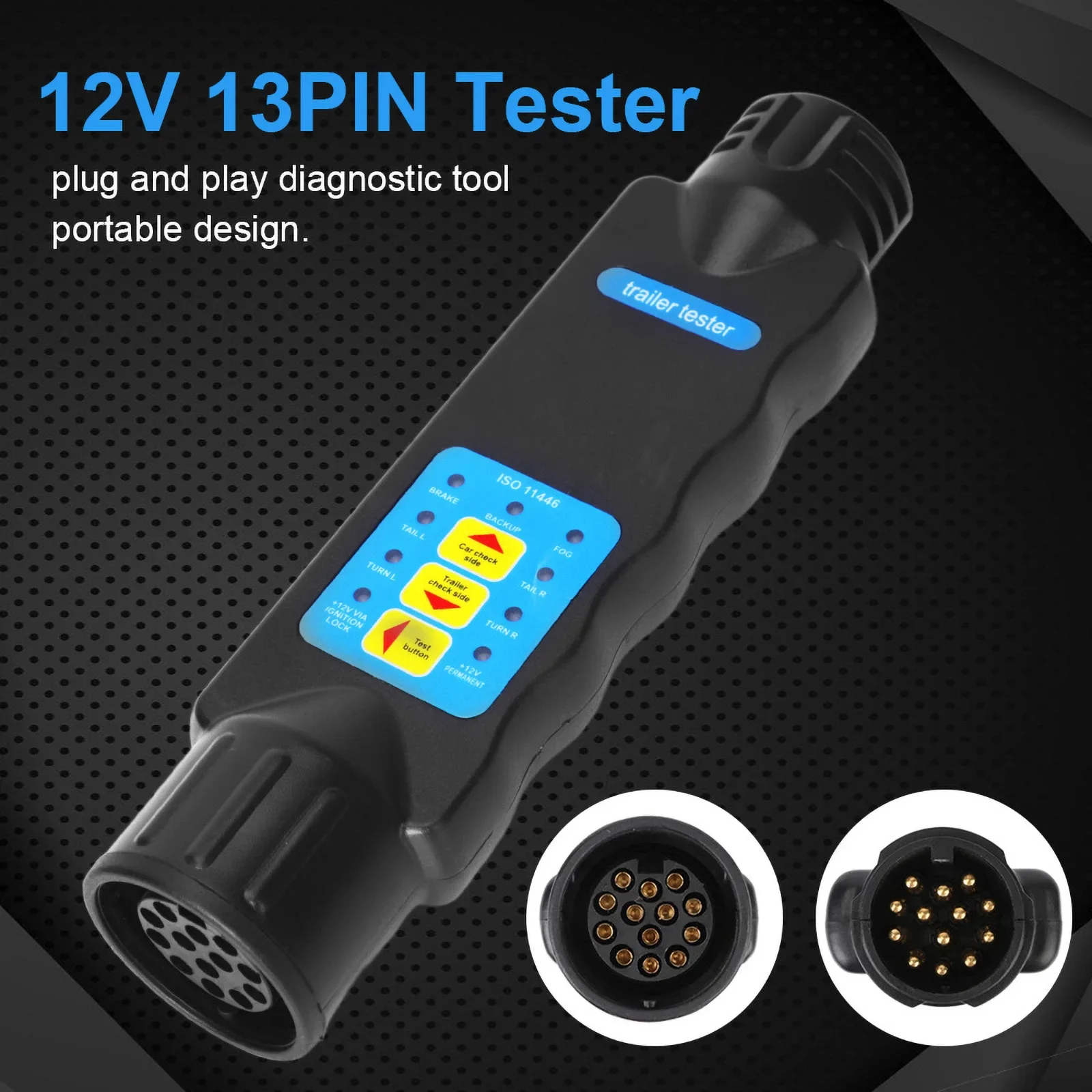 12V 13 Pin Caravan Towing Tow Bar Light Wiring Tester Trailer Socket Diagnostic Tools Accessories Tester Towbar Plug Socket