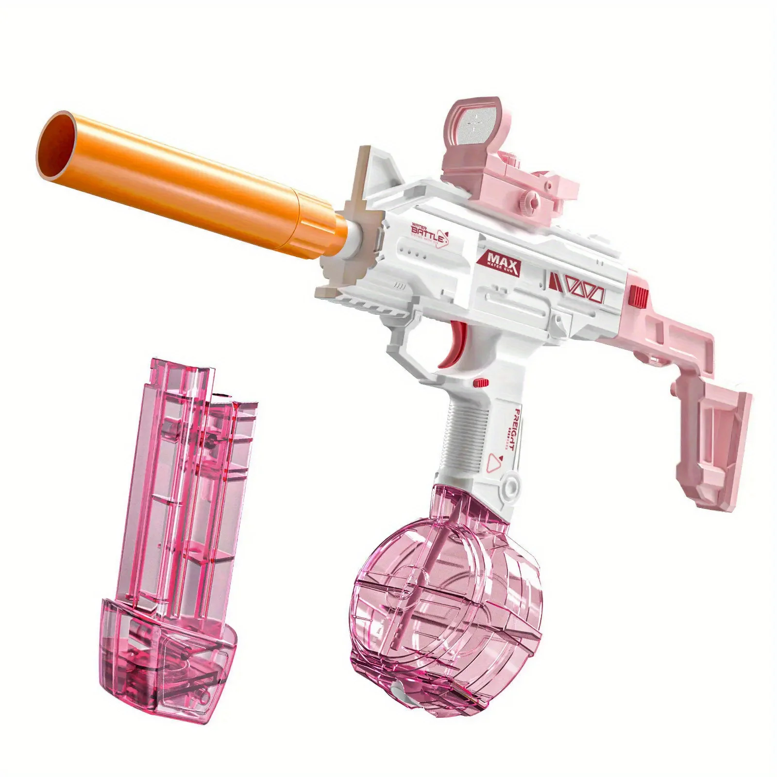 

Rotary electric toy water gun with a long nozzle, perfect for outdoor party games, an ideal birthday gift for children.