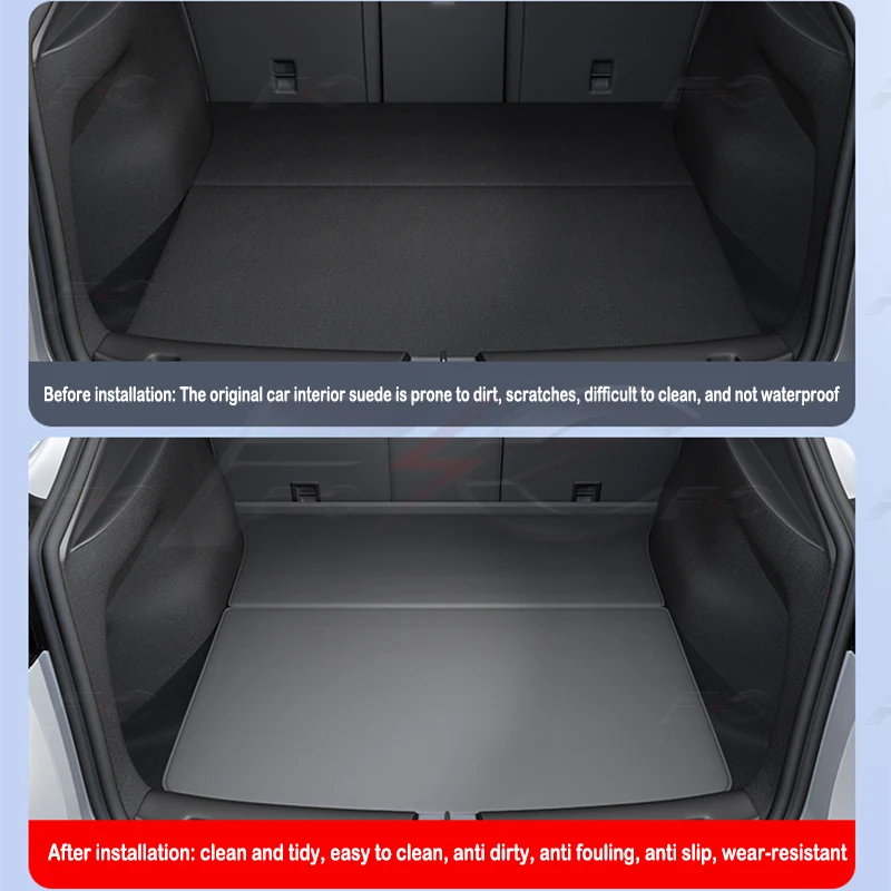 For Tesla New Model Y Juniper 2025 Leather Trunk Mats Rear Seat Back Protector Pad Backrest All Weather Liner Pet Anti-kick Pad