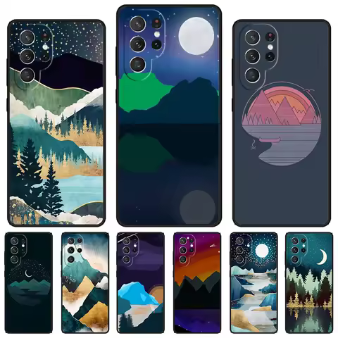 Star Lake Mountain phone case For Samsung Galaxy S24 S23 S22 Ultra Note 10 20 Plus S8 S9 S10 S20 S21 FE Cover