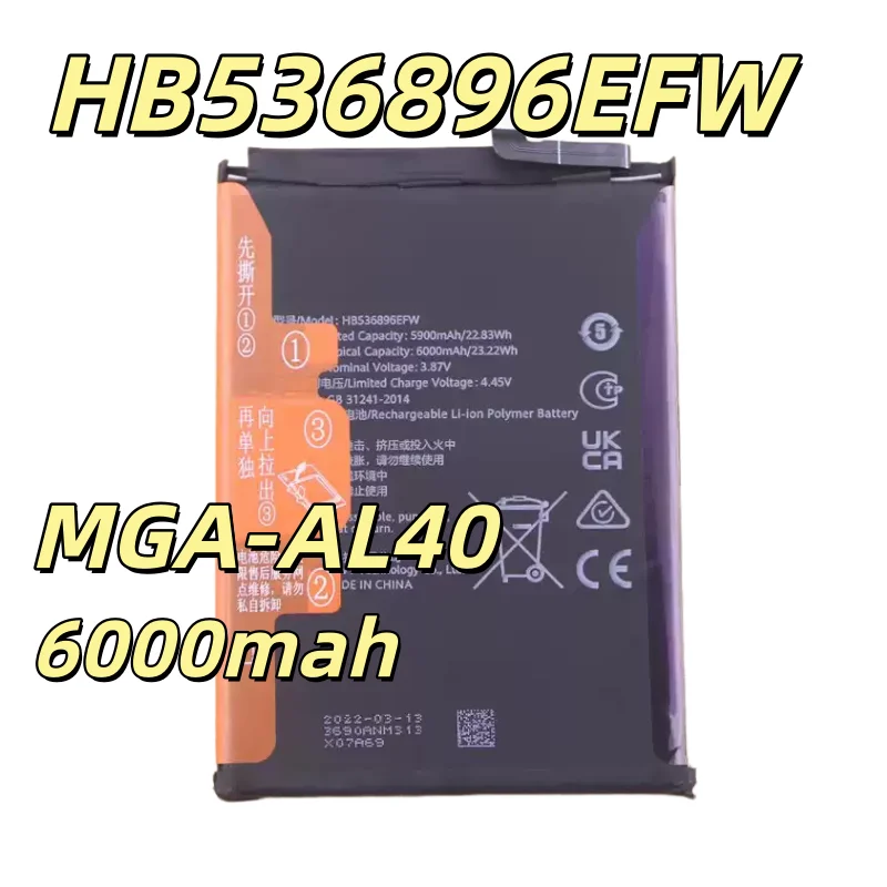 Replacement battery HB536896EFW Applicable to GFY-AL00 MGA-AL40 mobile phone battery 70Z lithium battery board 6000mah