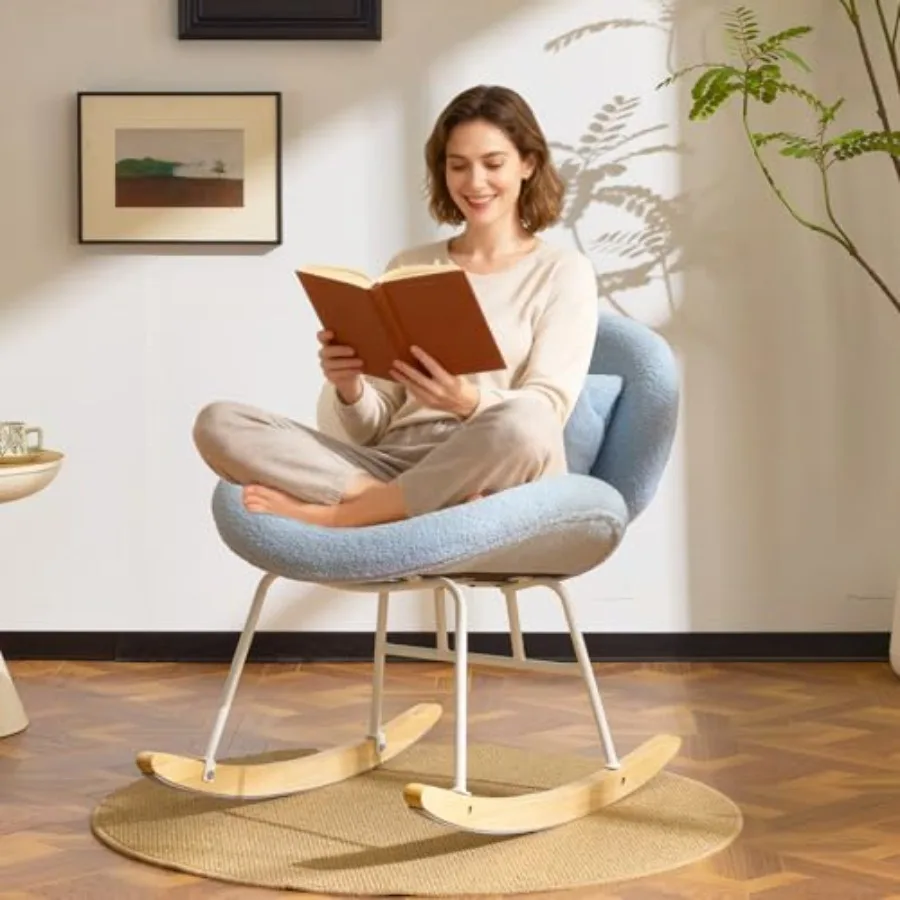 

25.6 Extra Wide Nursery 115 Armless Rocking Chair Curved Cute Cross-Legged Glider Chair with Pillow Solid Wood Nursing Chair fo