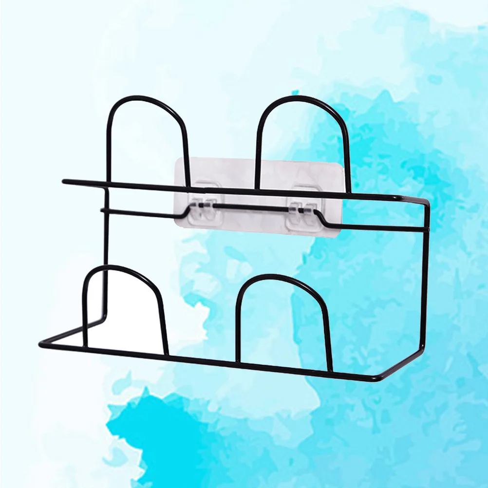 

Double-Layer Wall Mount Shoe Rack Black Iron Heavy-Duty Slippers Organizer Space-Saving Slippers Shelf Bathroom Shower