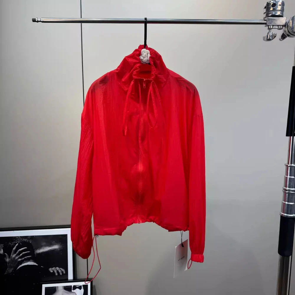 VGH, conjunto informal de dos piezas de verano para mujer, cuello levantado, manga larga, Patchwork, cremallera, pantalones cortos abombados de cintura baja, estilo dulce, nuevo