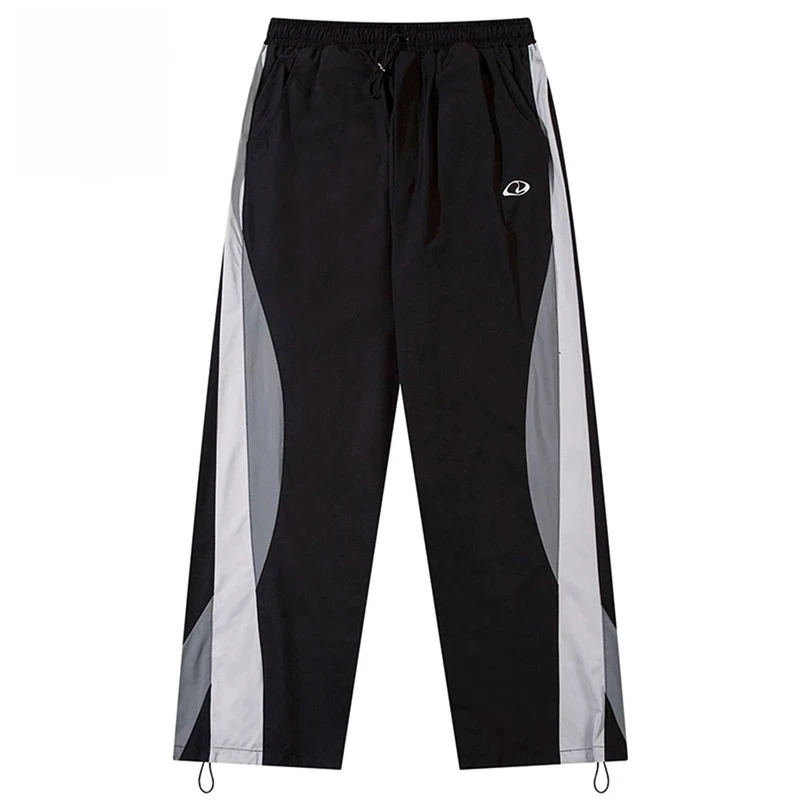 

【Mirrordust】Y2K Винтажные свободные брюки Уличная одежда Спортивные штаны большого размера Бегуны Цветные блоки Лоскутные широкие спортивные брюки