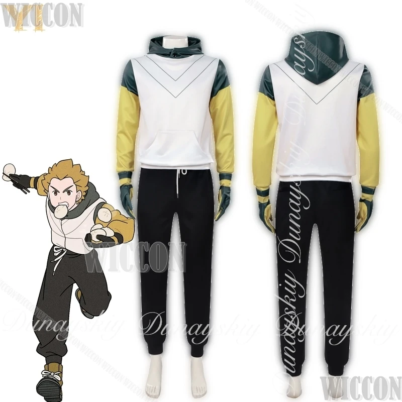 Yi The Legend of Hei II Anime Cosplay peluca rubia el sudadera blanca amarilla y pantalones negros traje de carnaval todo conjunto Halloween
