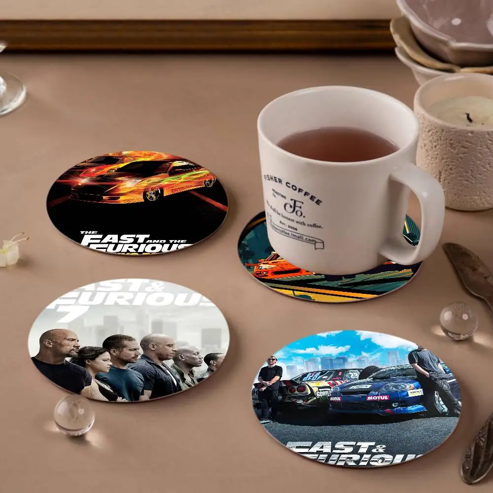 Classic Adventure Crime Movie Fast & Furious Themed Wooden Coaster Heat-Resistant Dining Table Decoration Cafe Restaurant Gifts