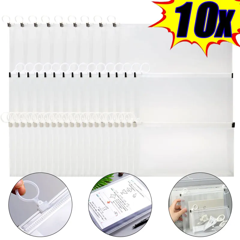 

10Pack Mesh Zipper Pouch Document Bag Waterproof Zippered A4 File Bag Storage Organizer Bag for School Office Organizing