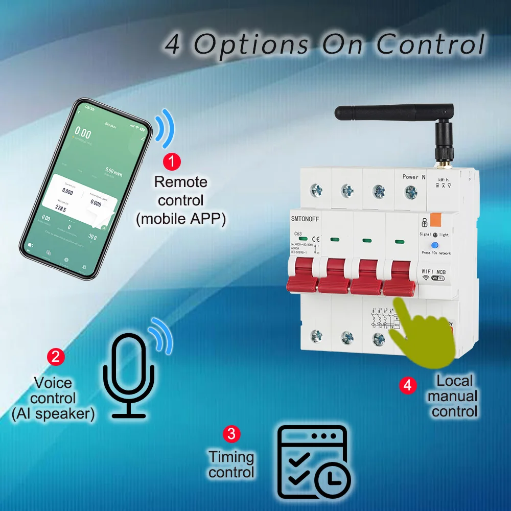 Tuya smart wifi 4p mcb 63a rs485 schalter prepaid meter timer schalter spannungs stroms chutz sprach steuerung alexa google alice – Detail 4