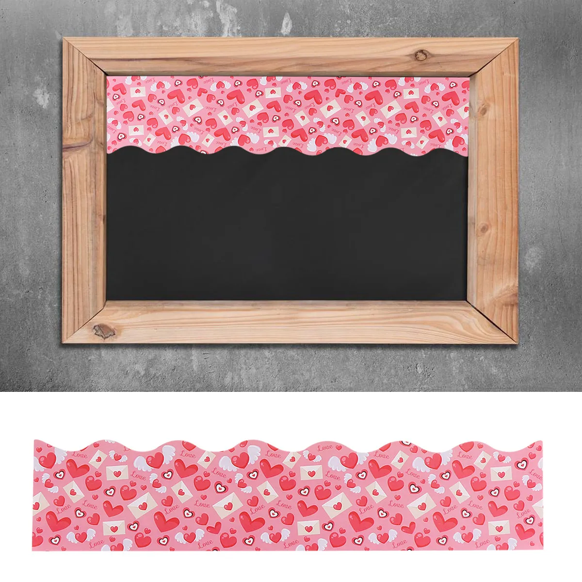 70 Pcs Heart Pattern Stickers Decoration Bulletin Boards Trim Pink and White Border for Wall