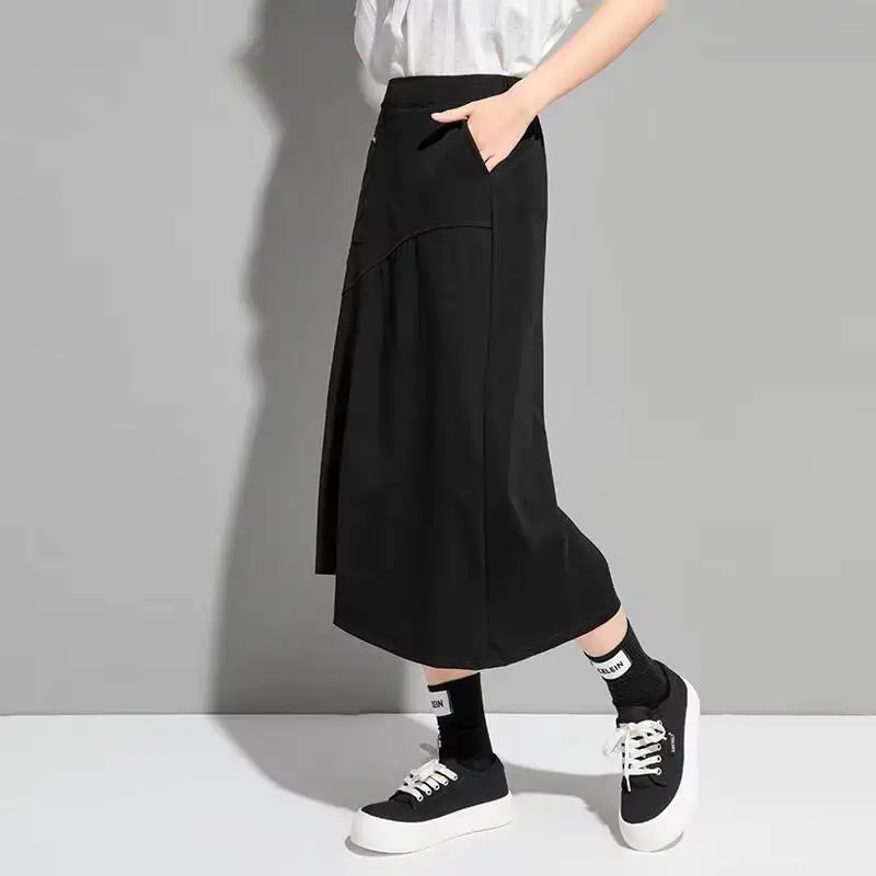 Women's Skirt Summer New Dark Personality Zipper Decoration Stitching Pocket Design Fashion Casual Loose Large Size Skirt