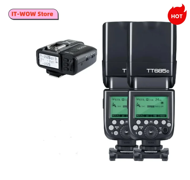 

2X Godox TT685C/N/S/F/O HSS TTL Speedlite + X1 Trigger 2.4G Wireless Flash Camera Flash For Canon Nikon Sony Fuji Olympus