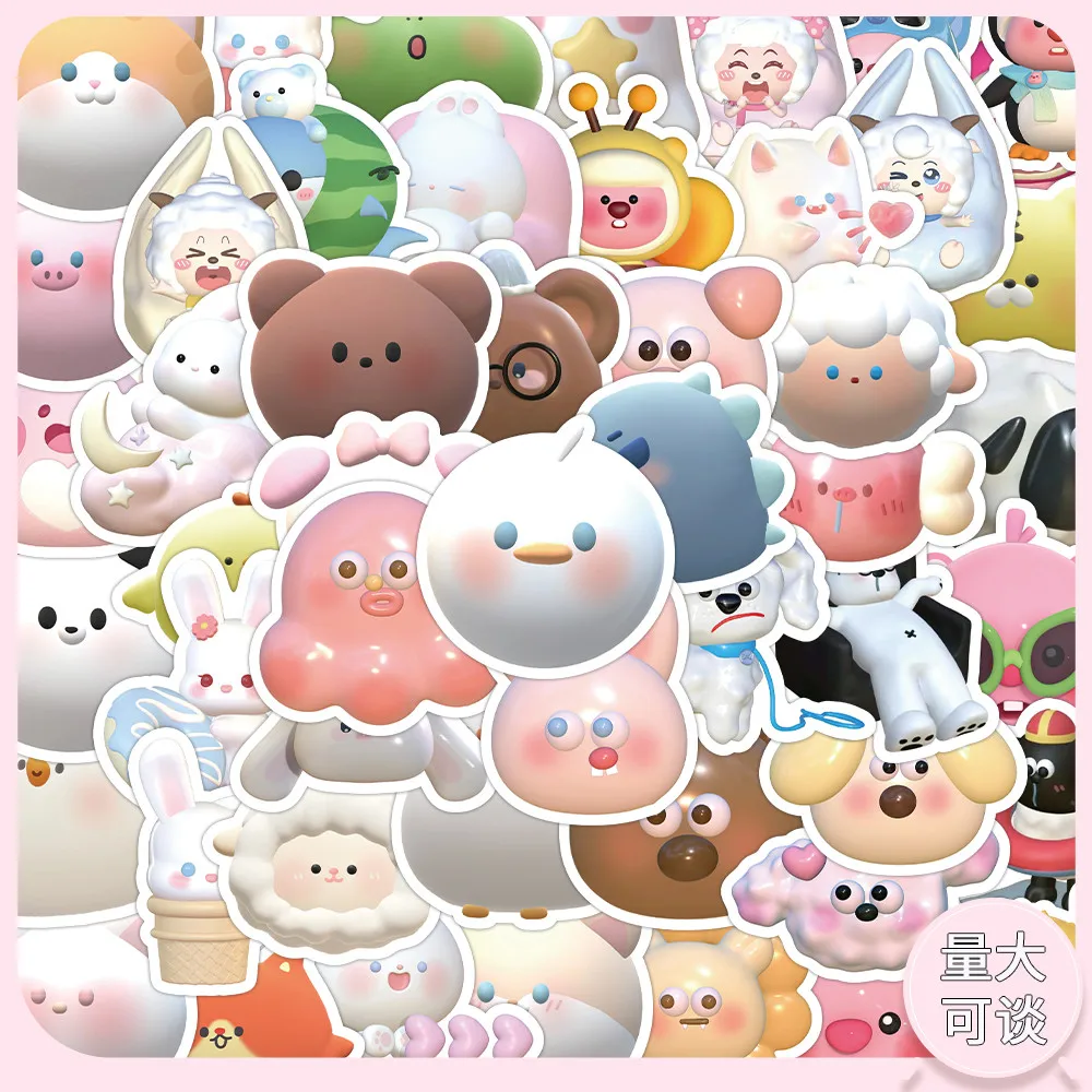 63PCS 3D Cartoon Animal Stickers - Cute 3D Designs for Decorating Notebooks, Phones & DIY Crafts AnimeWorlds Store