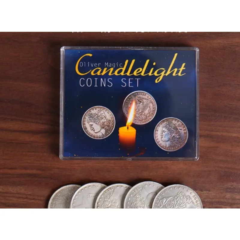 Candlelight Coins Set by Oliver Magic Coin Magic Tricks Gimmick Close up Magic Illusion Magia Props Magician Coin Thru Table Fun