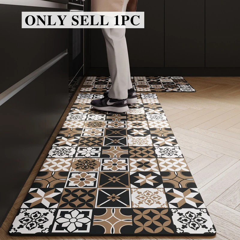 Rug for Kitchen Super Water Absorbent Non-slip Floor Mat Long Carpet Diatom Mud Mats Retro Style Home Decoration Carpets 주방 카펫