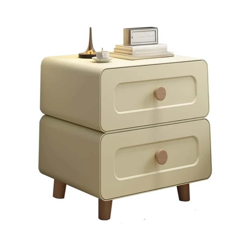 Bedside table Bedside storage Bedroom storage cabinet Cream wind wrought iron metal household drawer cabinet