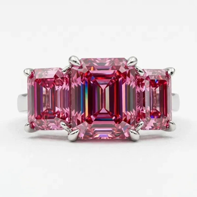 Yaranyan 100% 925 Sterling Silver 5 CT Emerald Cut Real GRA Moissanite Diamonds Wedding Engagement Cocktail Ring Fine Jewelry