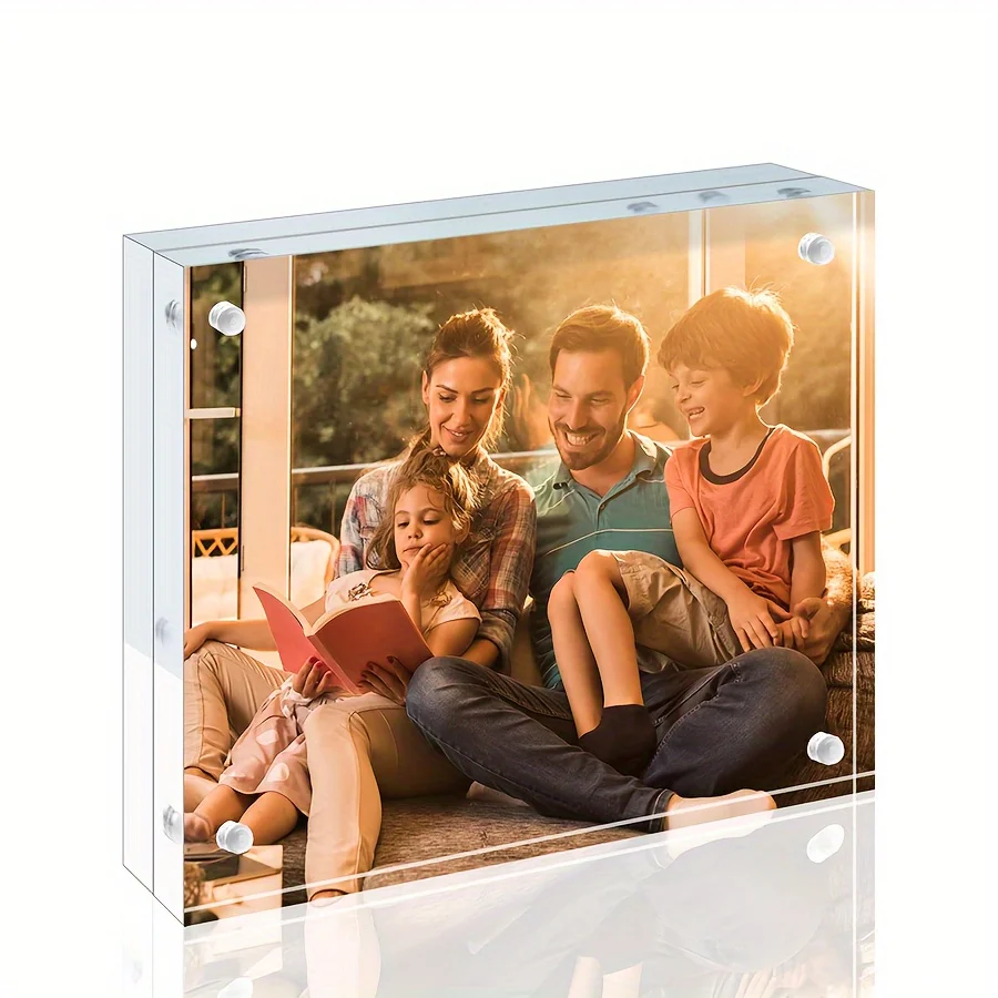 Acrylic Photo Frames,4.13×2.95×0.59'' Double Sided Magnetic Picture Frame, Desktop Frameless Postcard Display