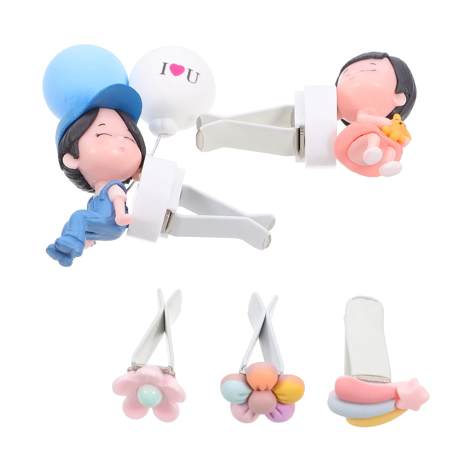 

5pcs Car Air Freshener Vent Clip Cute Couple Decoration For Women Creative Dashboard Ornament Durable Pp Zinc Alloy Aroma Clip
