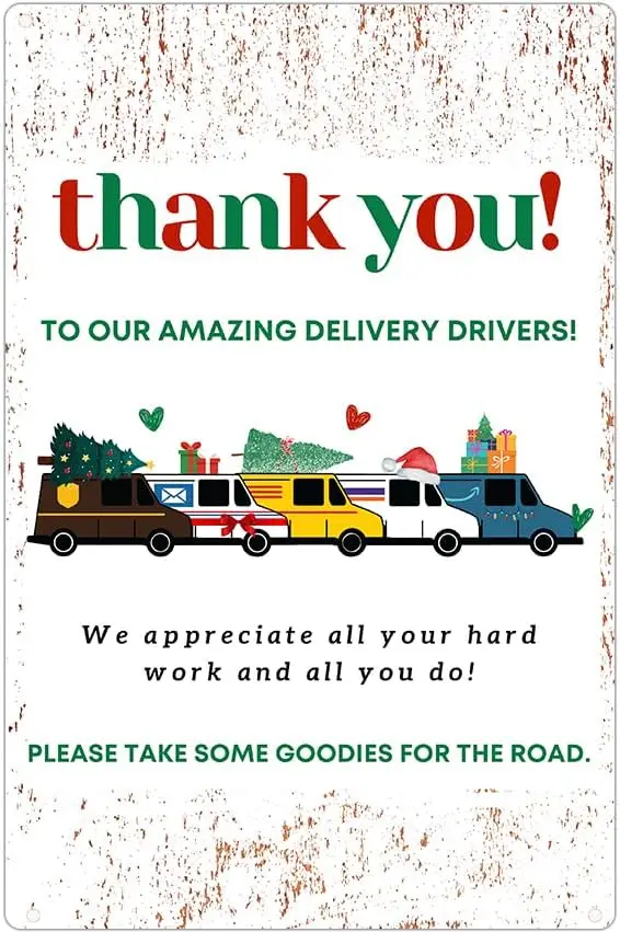 Thank You Delivery Driver Sign Please Take Some Goodies for The Road Delivery Driver Snack Metal Tin Sign Mail Man Gift Essentia