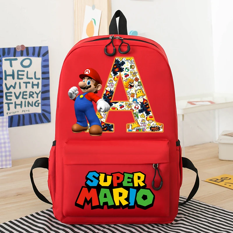 New Super Mario Bro School Bag Cartoon Letter Printed Children Backpack Boys Girls School Backpacks Children's Birthday Gifts