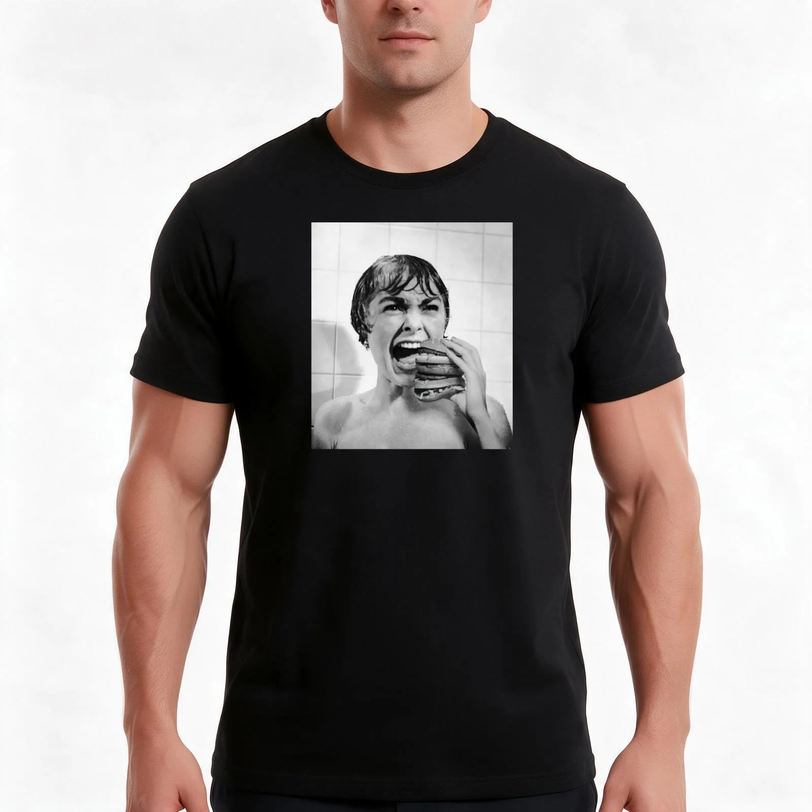 Shower T-Shirt, Summer Casual Cotton Tee, Oversized Streetwear Tops, Vintage Graphic Print, Loose Fit Short Sleeve, 100% Cotton