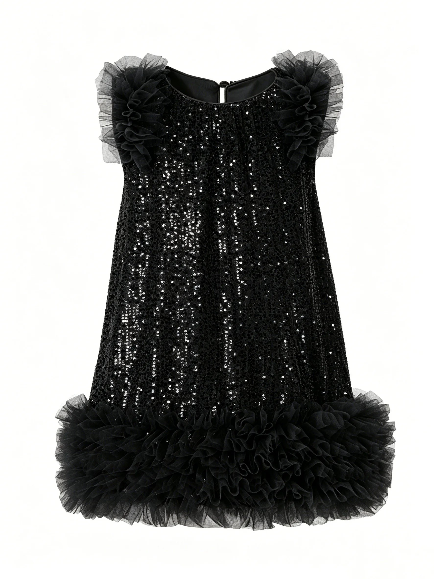 Slim-Fit Sequined Dress with High Elasticity and a Fitted Body, Adorned with a Large Sequined Skirt to Enhance the Figure of Children, Making the Upper Body of Girls Exquisite